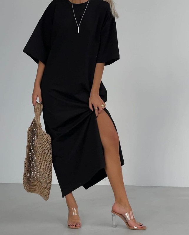 Сукня чорна двонитка oversize розмір 42-48