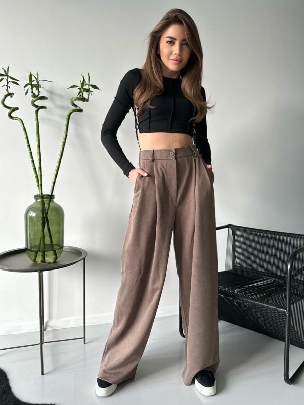 Жіночі брюки ISSA PLUS 13749  XXL коричневий