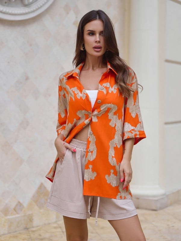Жіночі сорочки ISSA PLUS 14776  S помаранчевий