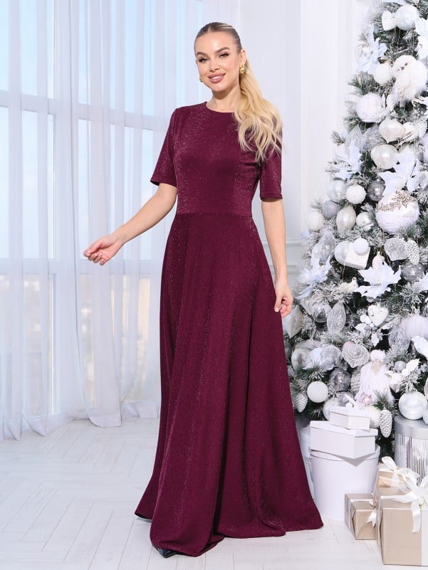 Жіночі сукні ISSA PLUS 14966  S темно-бордовий