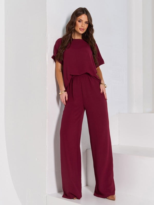 Жіночі костюми ISSA PLUS 12766  XXL темно-бордовий
