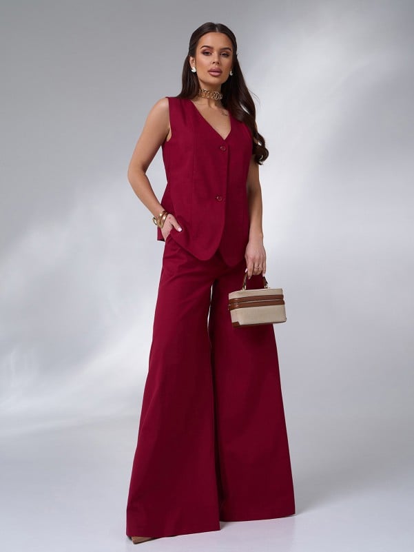 Жіночі костюми ISSA PLUS 14763  XXL бордовий