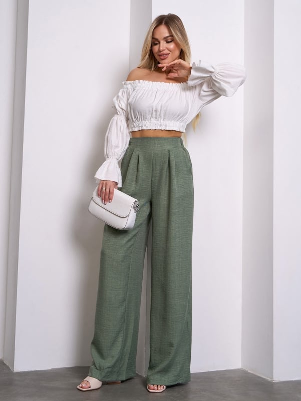 Жіночі брюки ISSA PLUS 14455  XXL оливковий