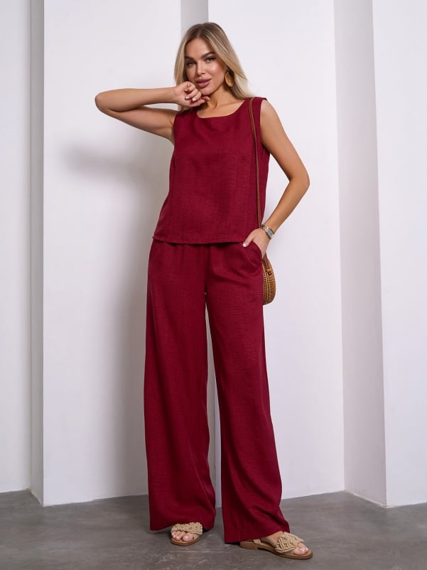 Жіночі костюми ISSA PLUS 15149  XXL бордовий