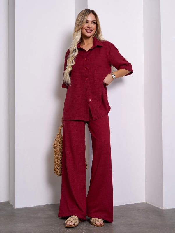 Жіночі костюми ISSA PLUS 15154  XXL бордовий