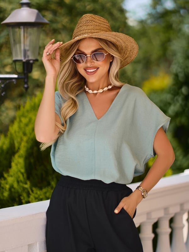 Блузи ISSA PLUS 15219  XXL оливковий