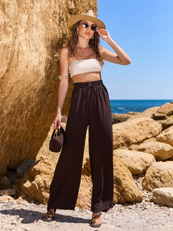 Жіночі брюки ISSA PLUS 14788A  XXL темно-коричневий