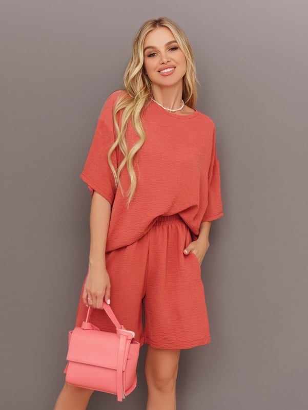 Жіночі костюми ISSA PLUS 13437  XXL теракотовий