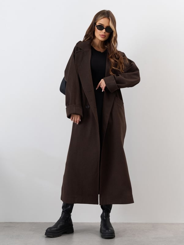 Жіночі пальта ISSA PLUS 15328  XXL темно-коричневий
