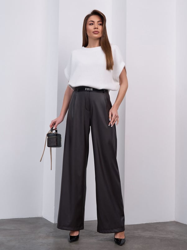Жіночі брюки ISSA PLUS 14451  XXL темно-коричневий