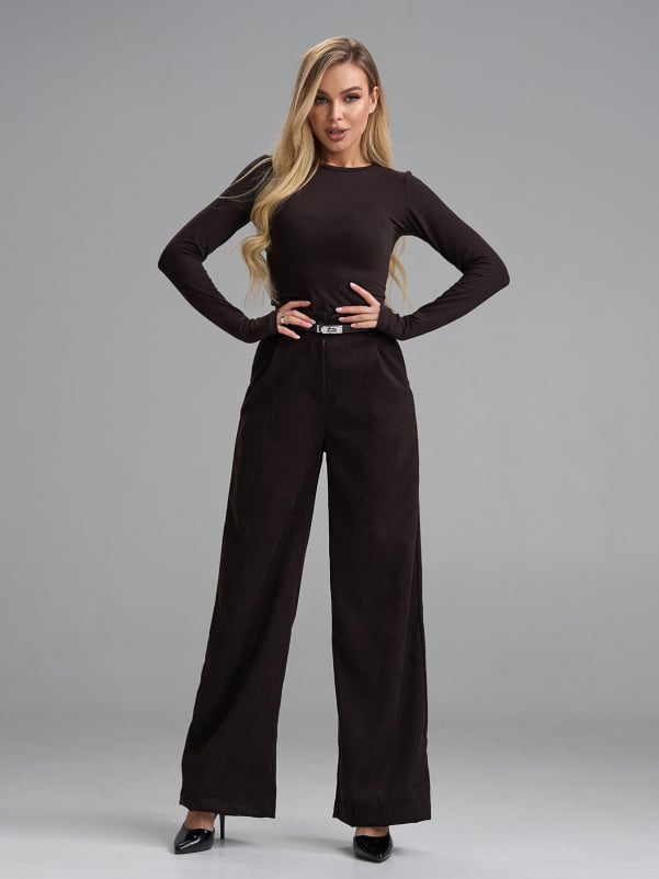 Жіночі брюки ISSA PLUS 15015  XXL темно-коричневий