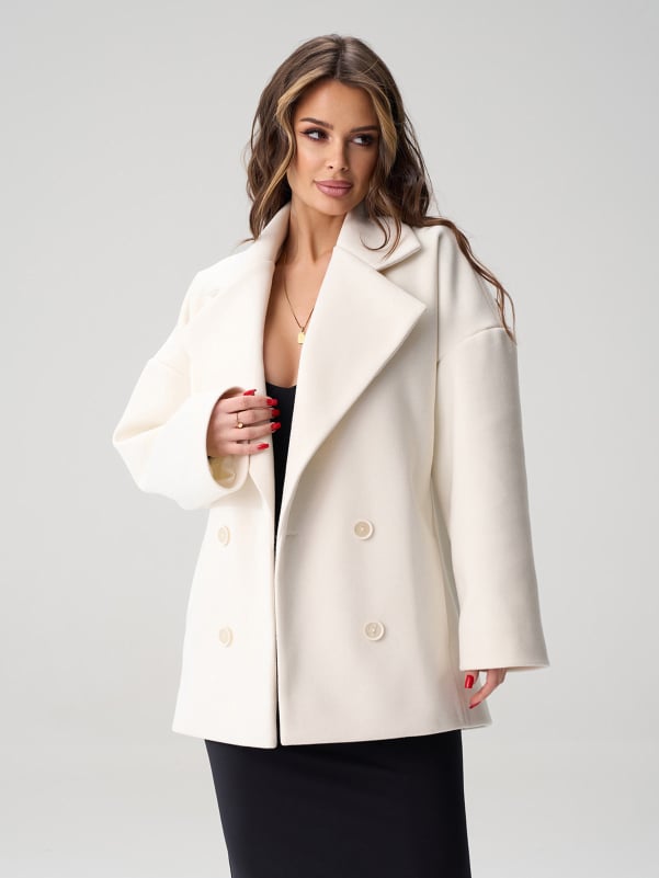 Жіночі пальта ISSA PLUS 15499  XXL молочний
