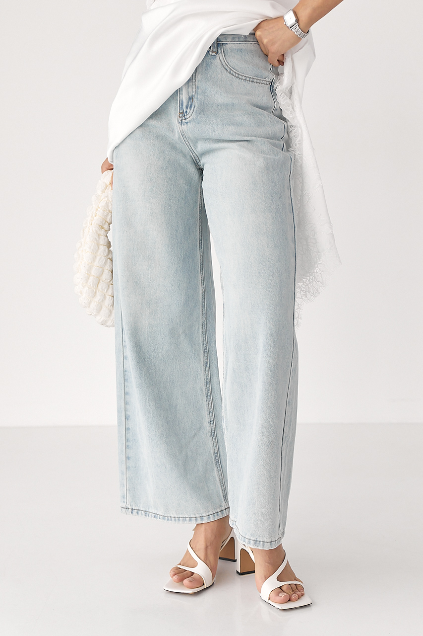 Прямі блакитні джинси Wide leg - блакитний колір, XL 1