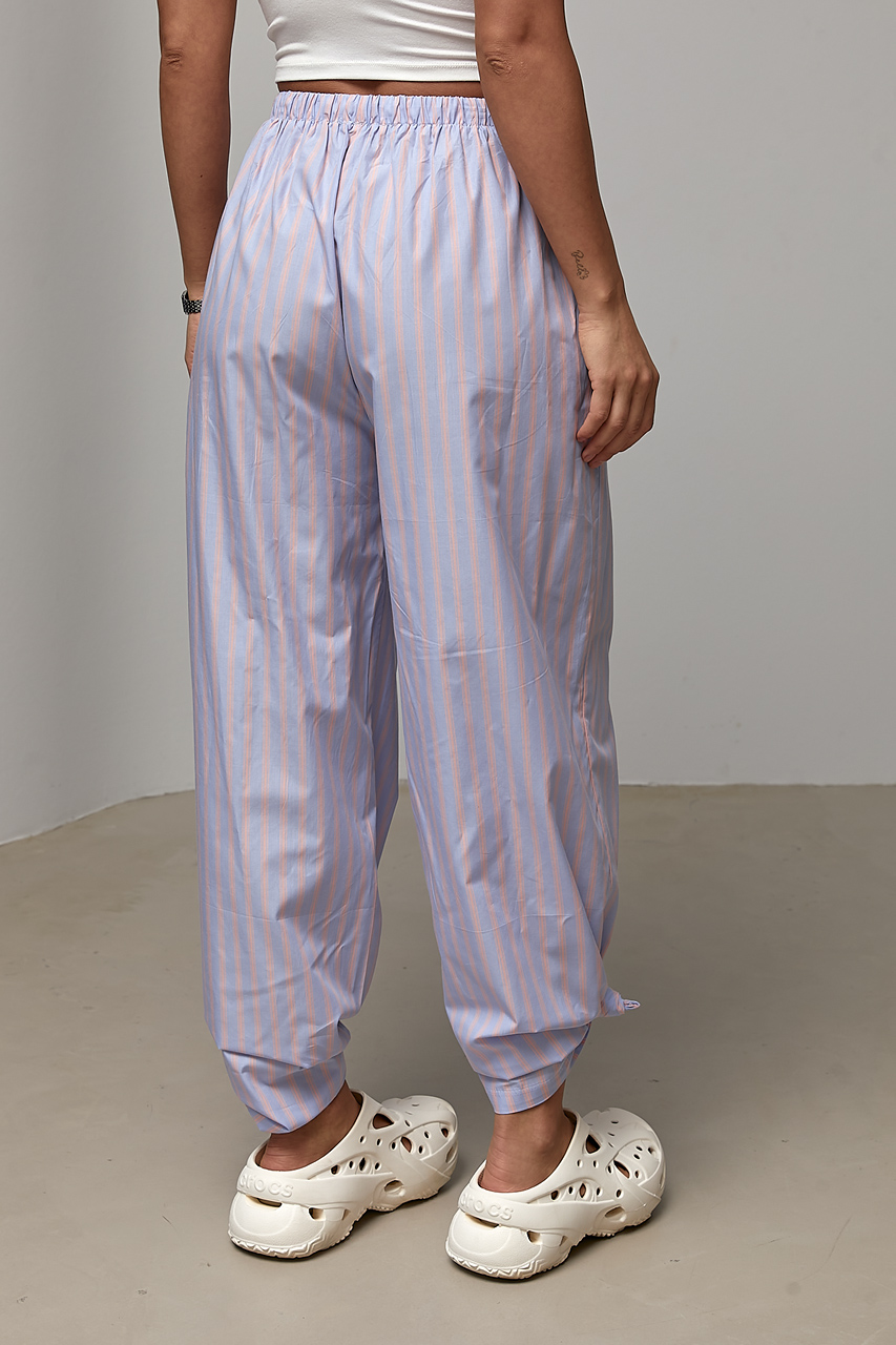Широкі прямі штани у смужку - блакитний колір, ONE SIZE 1