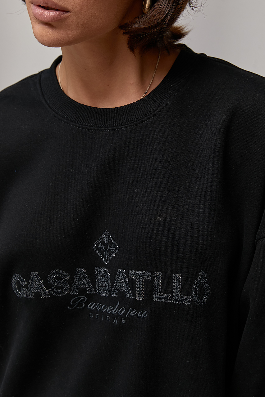 Жіночий утеплений світшот oversize з начосом - чорний колір, ONE SIZE 3