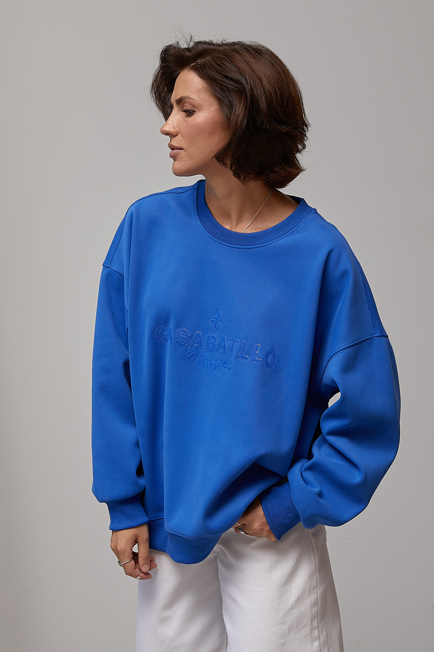 Жіночий утеплений світшот oversize з начосом - синій колір, ONE SIZE