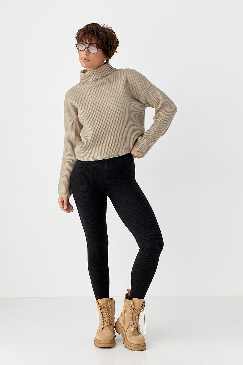 Базовий теплий гольф у рубчик - кавовий колір, ONE SIZE 3