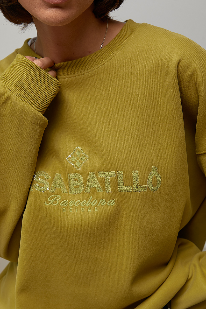 Жіночий утеплений світшот oversize з начосом - хакі колір, ONE SIZE 3