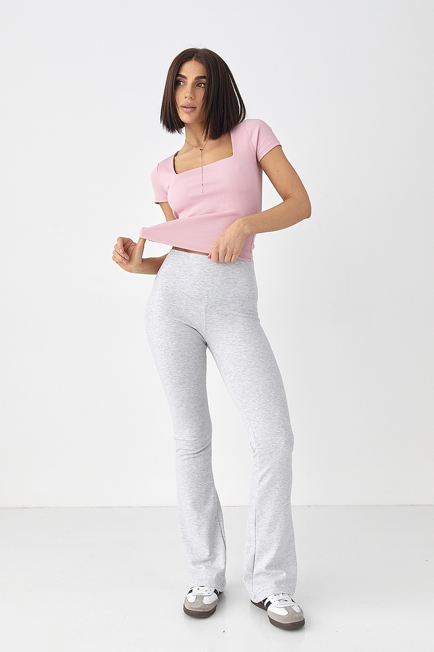 Жіночі лосини-кльош Bershka - світло-сірий колір, L 2