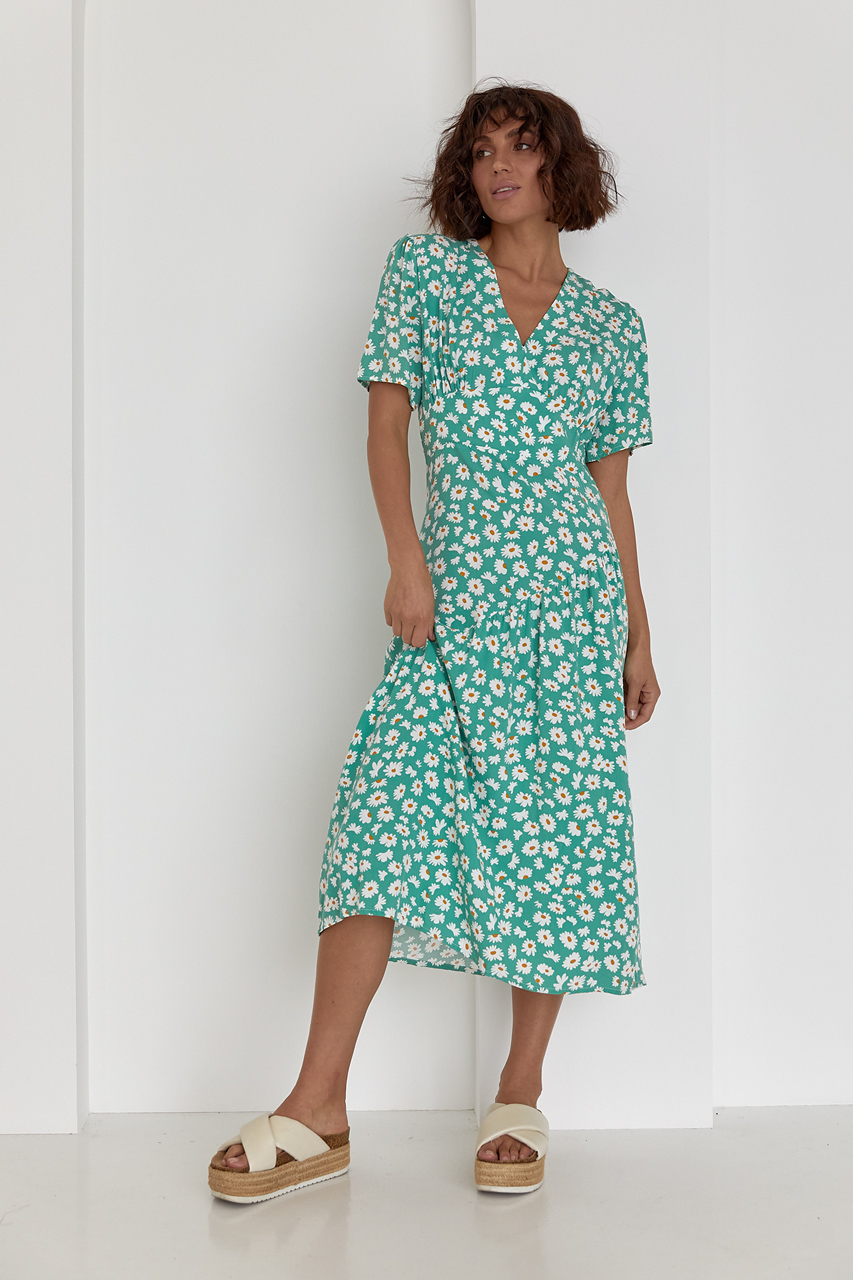 Літня сукня з квітковим принтом ESPERI - смарагдовий колір, S 3