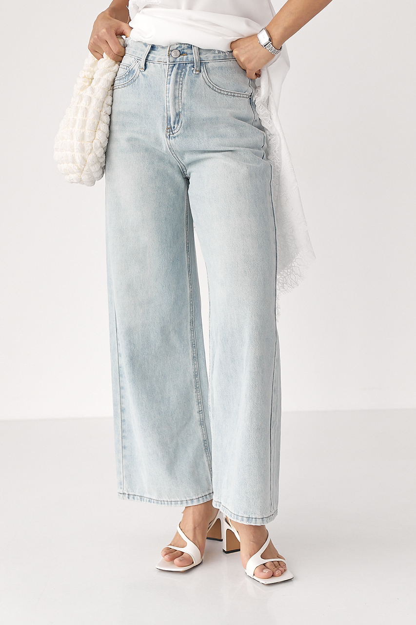 Прямі блакитні джинси Wide leg - блакитний колір, XL