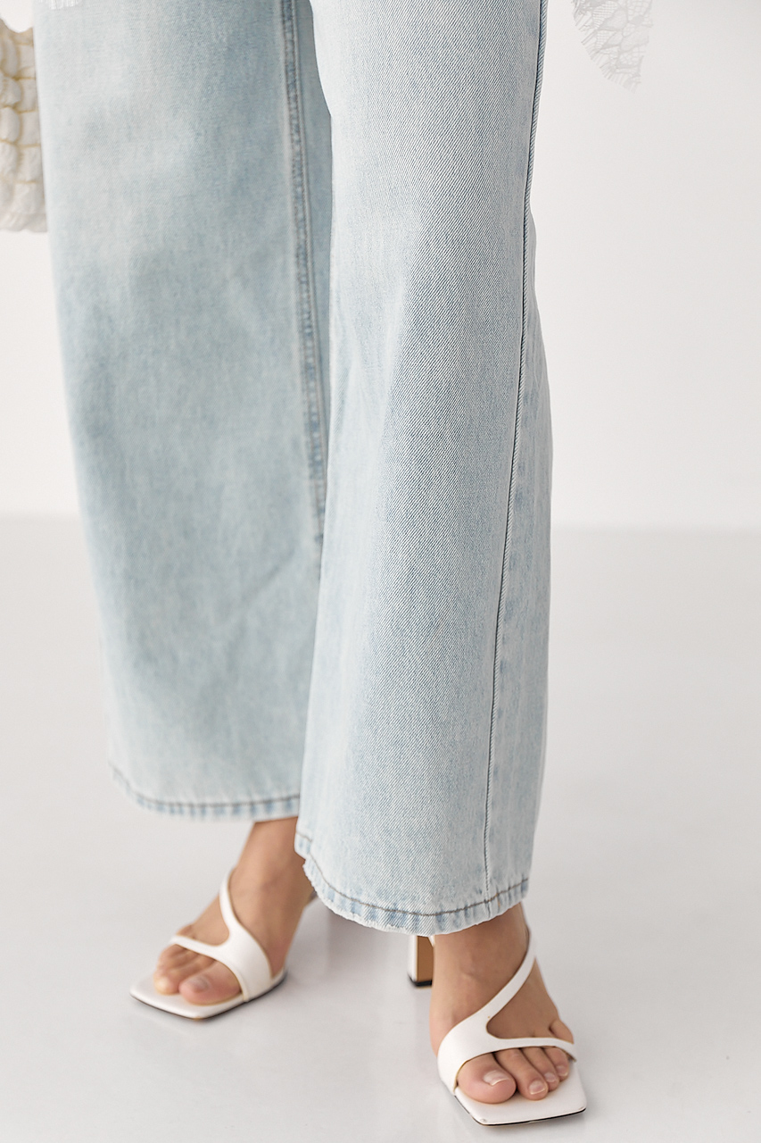 Прямі блакитні джинси Wide leg - блакитний колір, XL 2