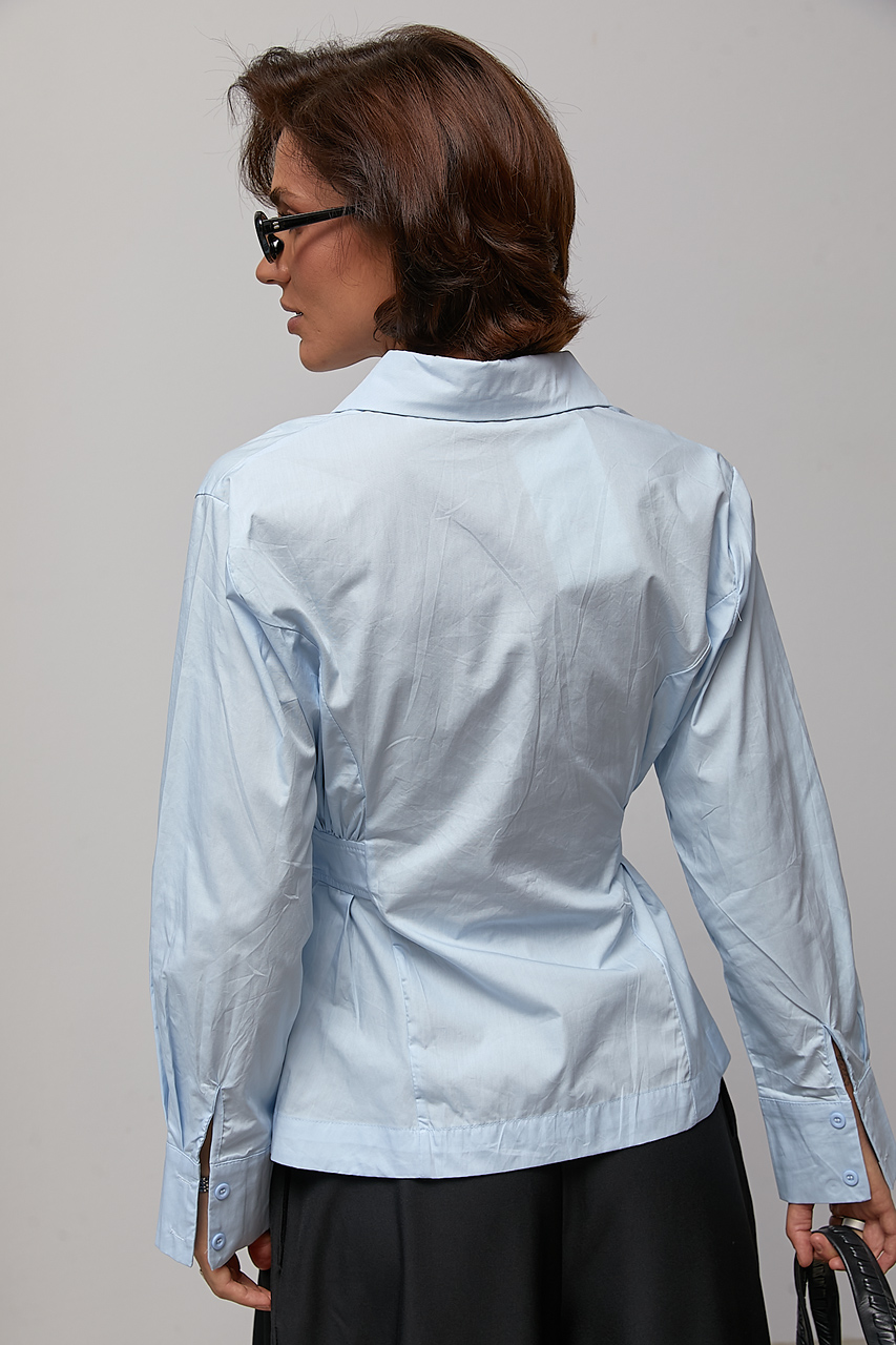 Класична сорочка з акцентом на талії - блакитний колір, ONE SIZE 3