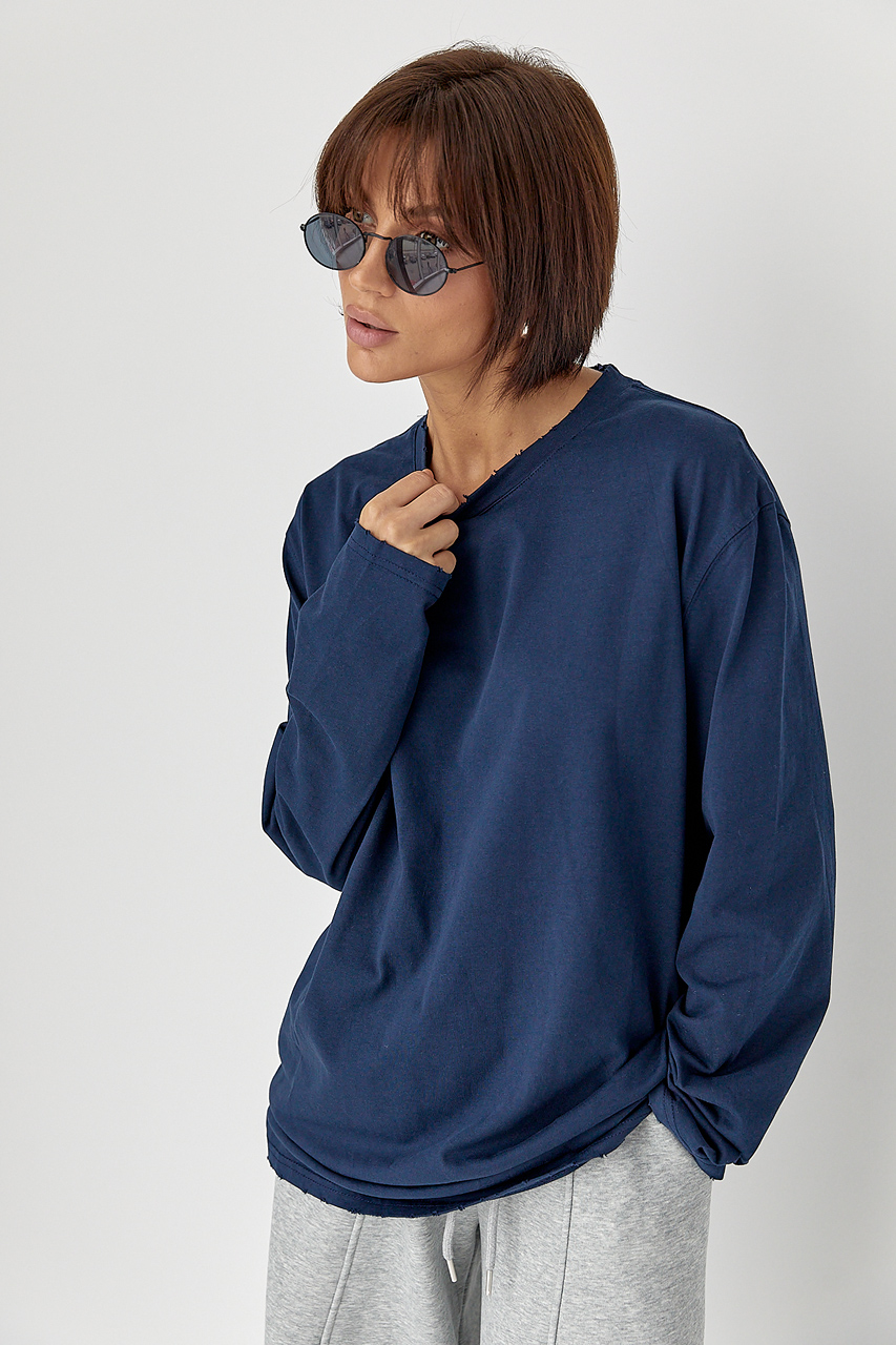 Однотонний базовий лонг oversize - темно-синій колір, ONE SIZE 1