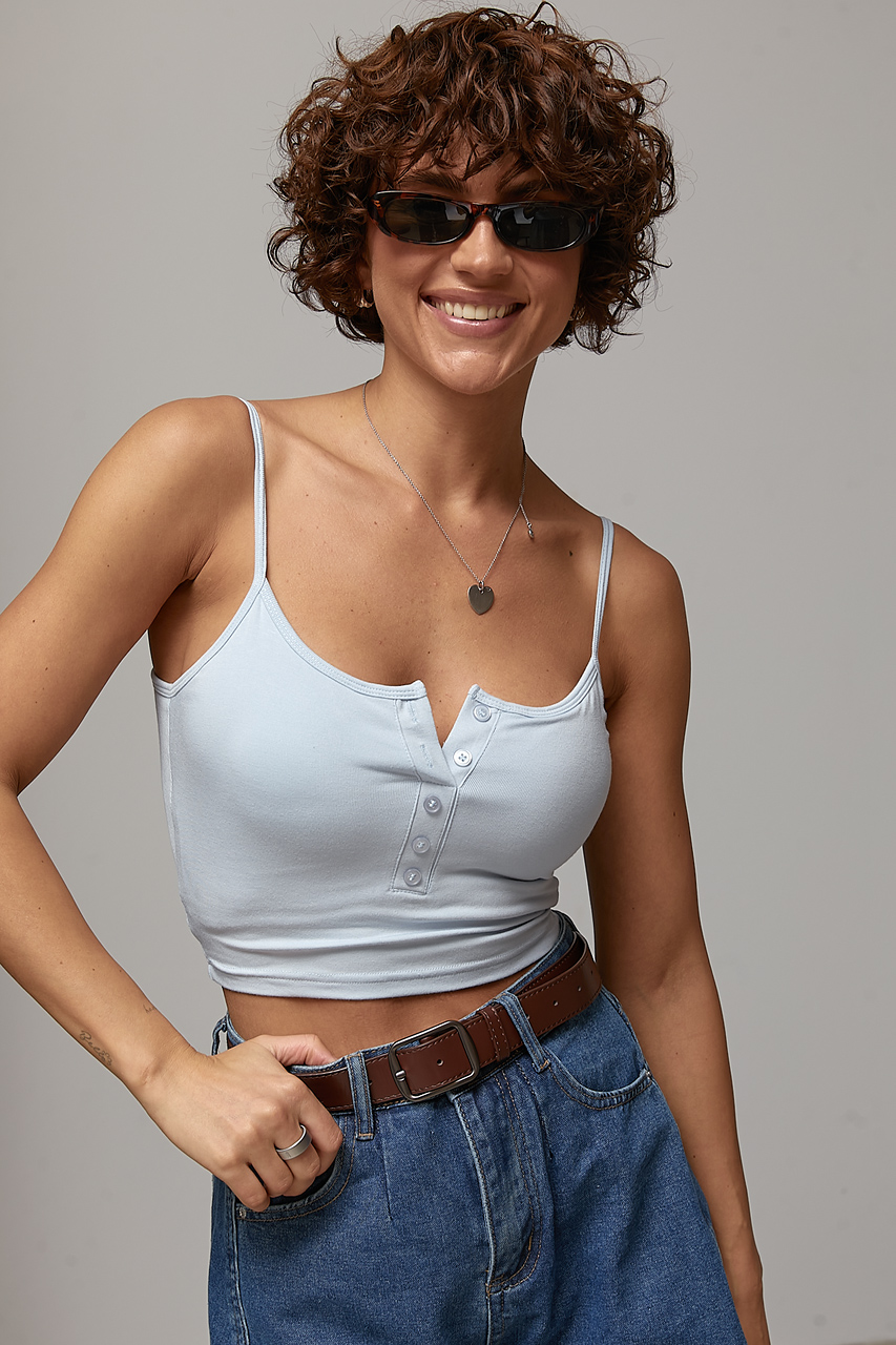 Топ з чашками на бретелях - блакитний колір, ONE SIZE 1