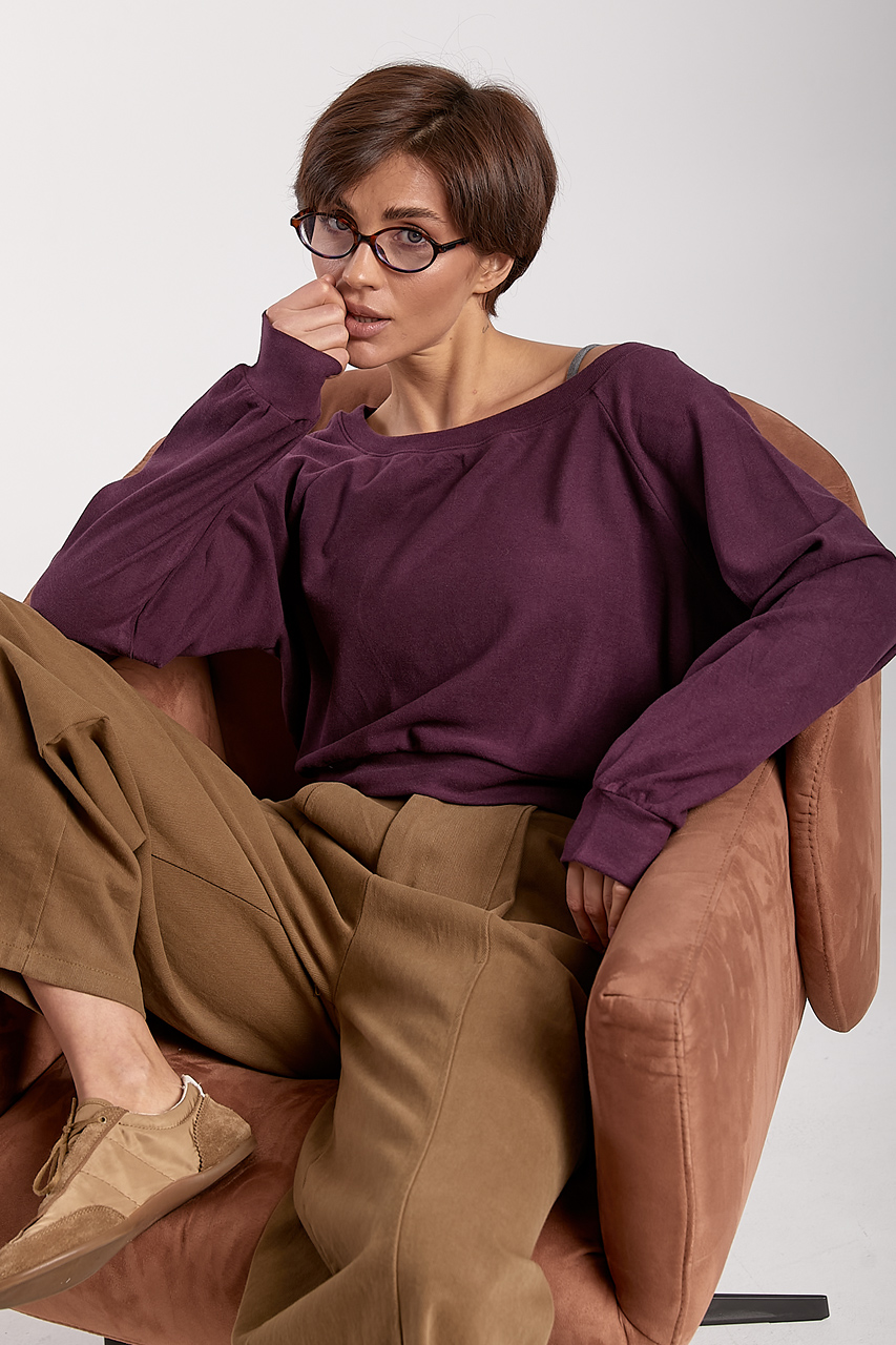 Вільна кофтинка у комлекті з майкою - фіолетовий колір, ONE SIZE 1