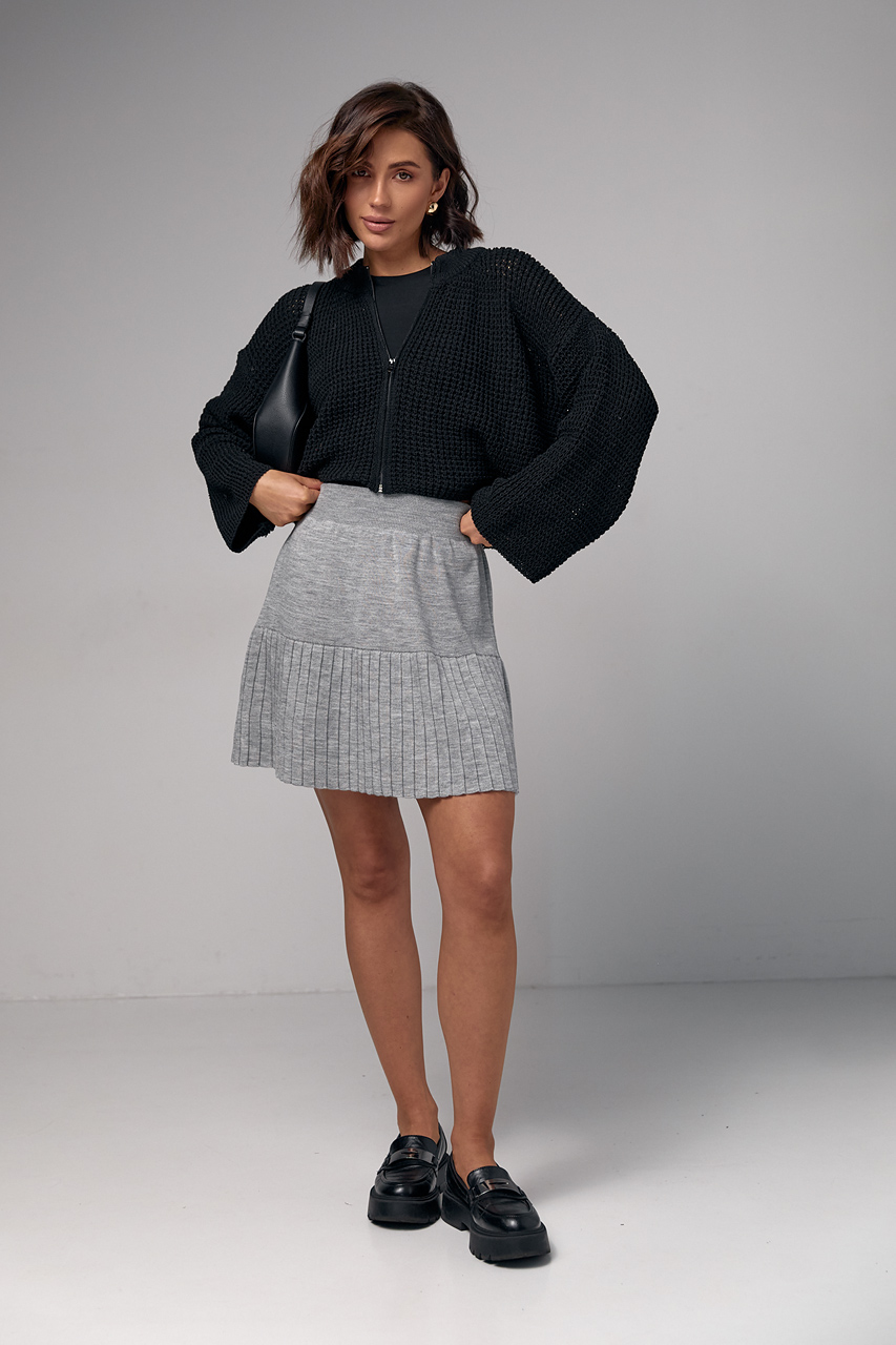 В'язана спідниця з імітацією плісування - сірий колір, ONE SIZE 3