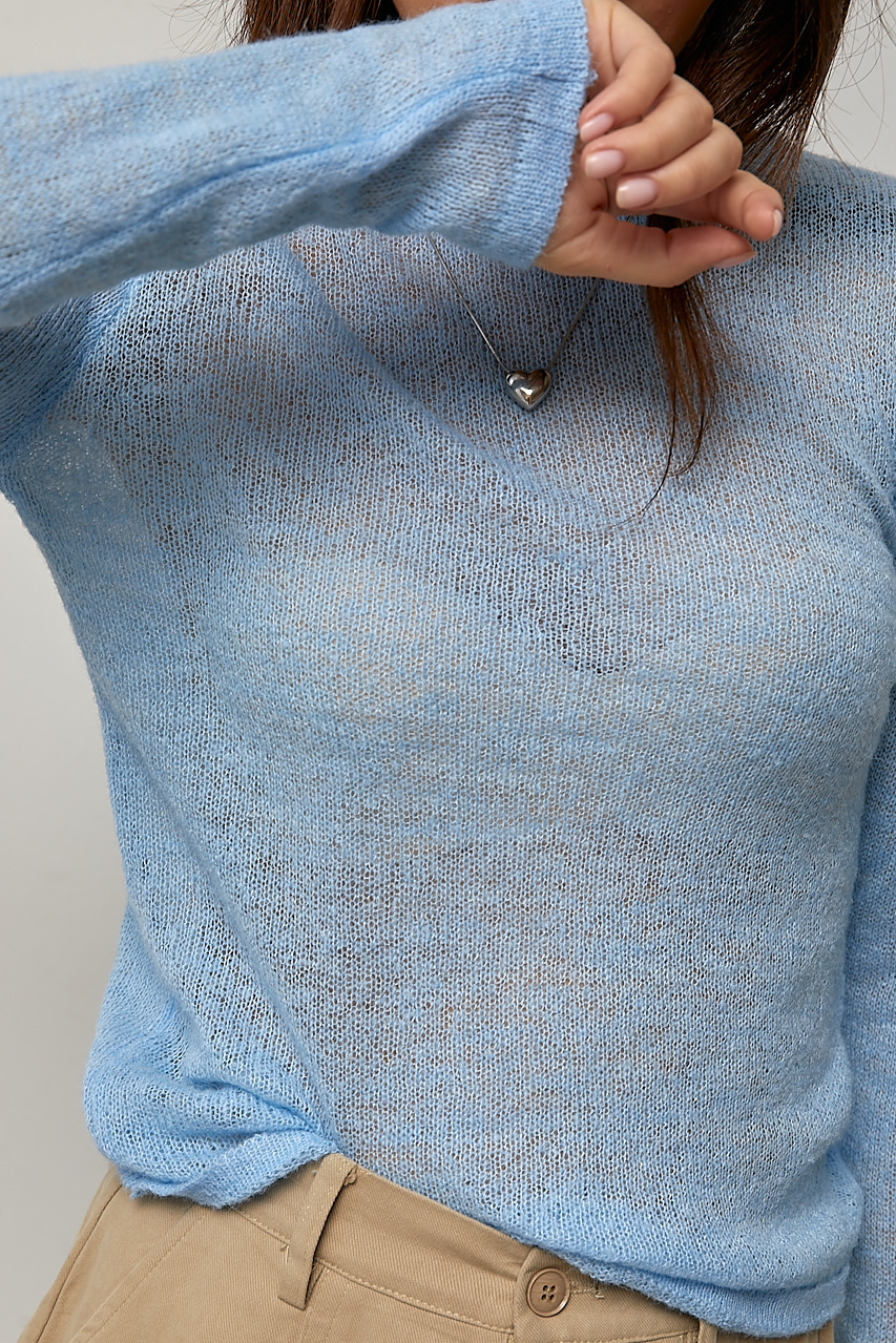 Жіноча в’язана кофта-павутинка - блакитний колір, ONE SIZE 3