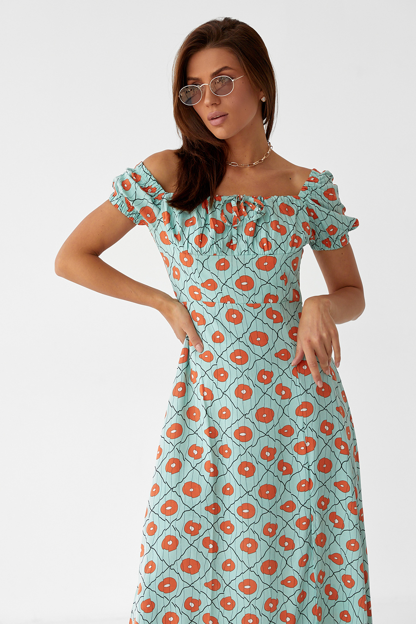 Жіноча сукня довжини міді з куліскою на грудях pickk-upp - м'ятний колір, S 3