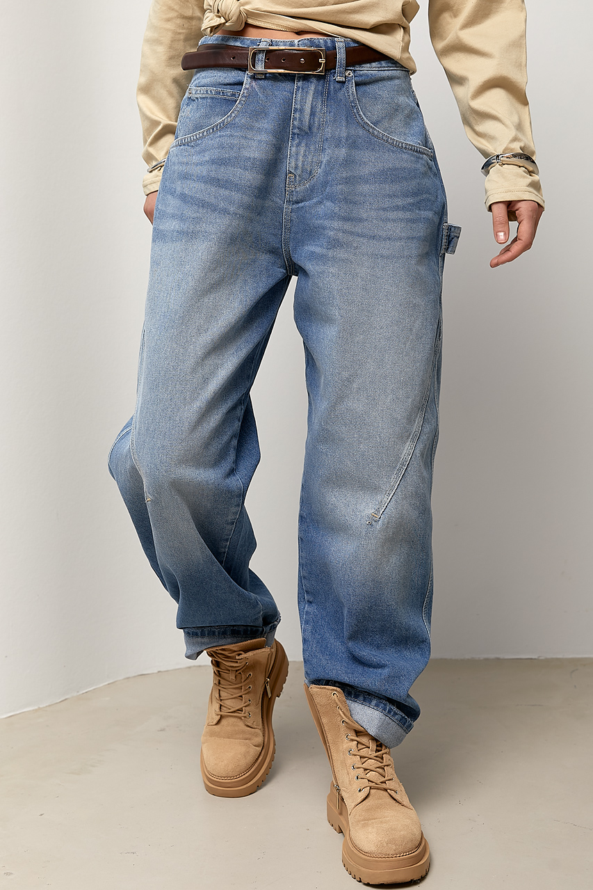 Джинси багі з декоративним швом - джинс колір, 42