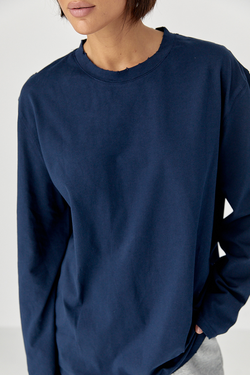 Однотонний базовий лонг oversize - темно-синій колір, ONE SIZE 2