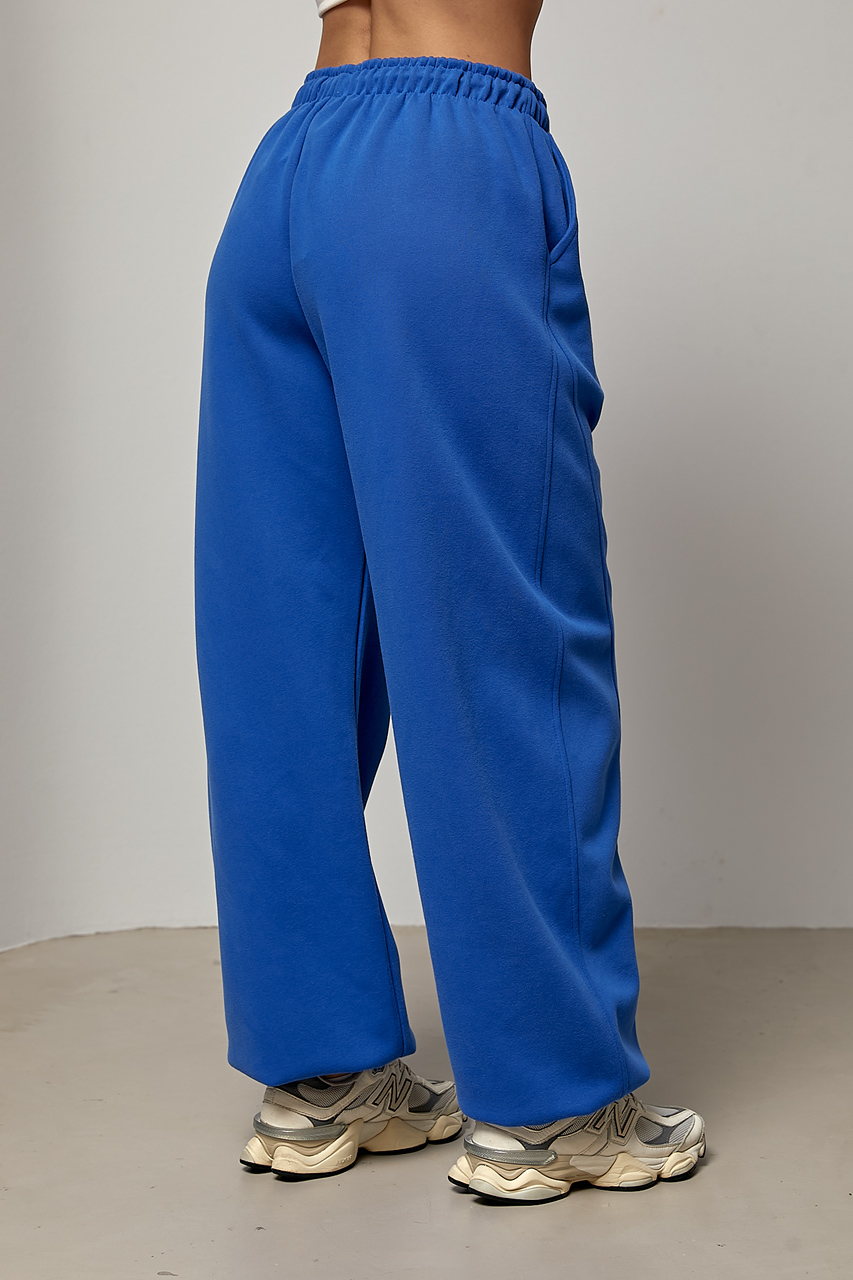 Однотонні спортивні штани із затяжками - синій колір, ONE SIZE 1