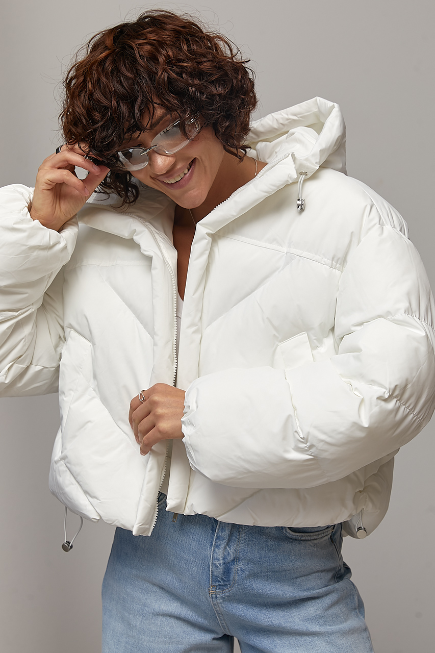 Коротка куртка oversize з капюшоном - білий колір, ONE SIZE
