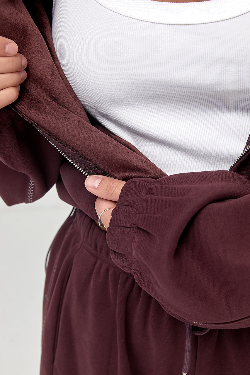 Теплий спортивний костюм із контрастними швами - баклажан колір, ONE SIZE 2