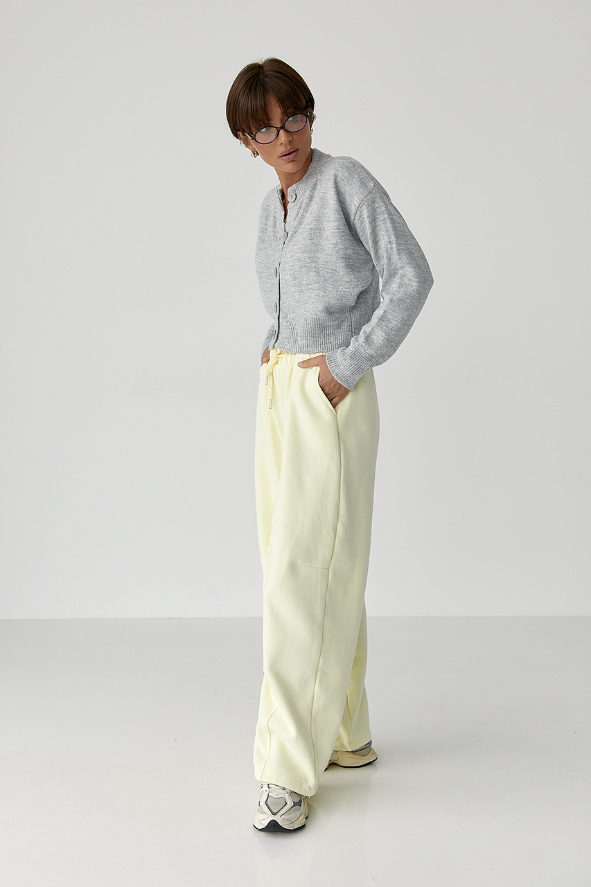 Теплий в'язаний короткий кардиган - сірий колір, ONE SIZE 3