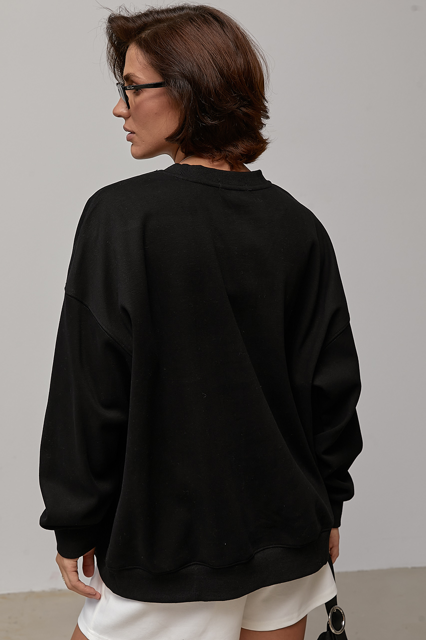 Жіночий утеплений світшот oversize з начосом - чорний колір, ONE SIZE 1
