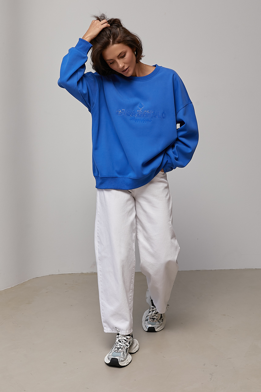 Жіночий утеплений світшот oversize з начосом - синій колір, ONE SIZE 3