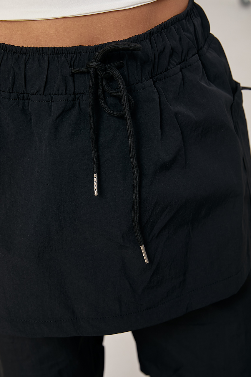 Жіночі штани з плащівки зі спідницею - чорний колір, ONE SIZE 3