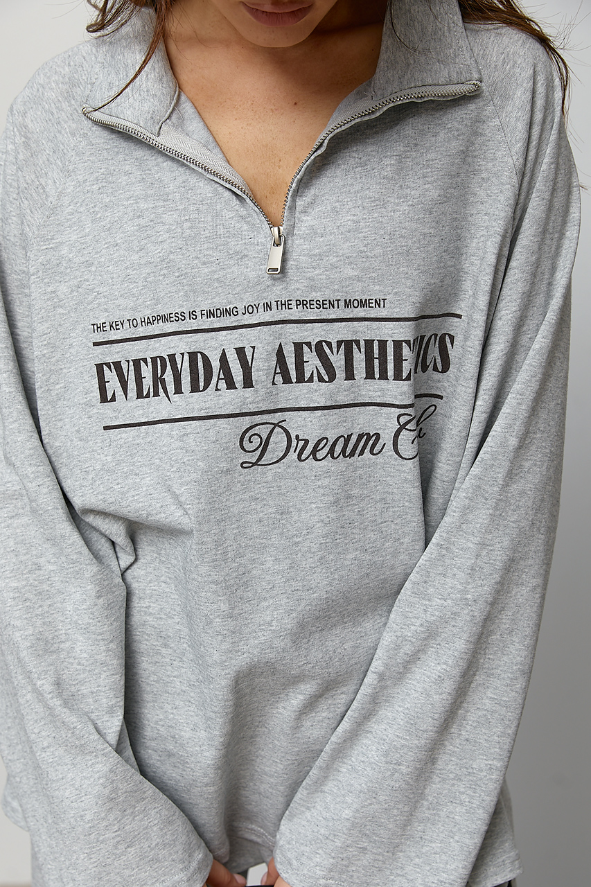 Спортивний костюм зі світшотом із написом та штанами на затяжках - сірий колір, M 2