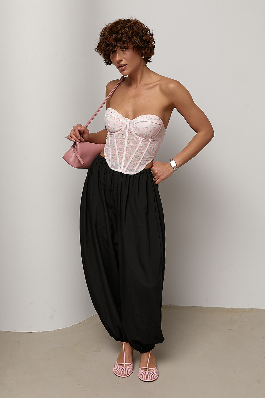 Квітковий корсет-бюстьє - пудра колір, M 3