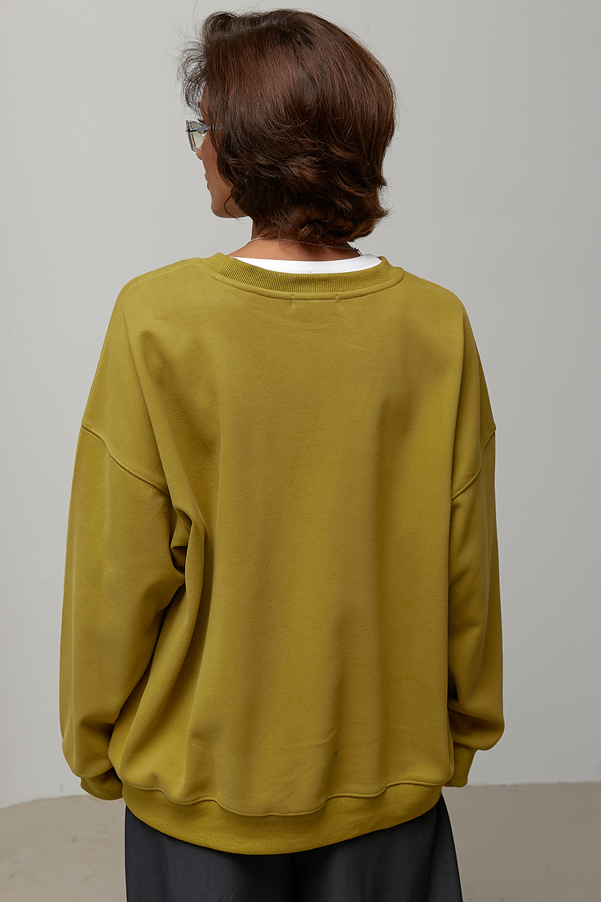 Жіночий утеплений світшот oversize з начосом - хакі колір, ONE SIZE 1