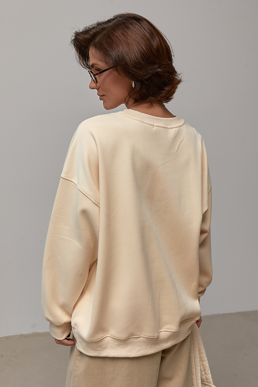 Жіночий утеплений світшот oversize з начосом - кремовий колір, ONE SIZE 1
