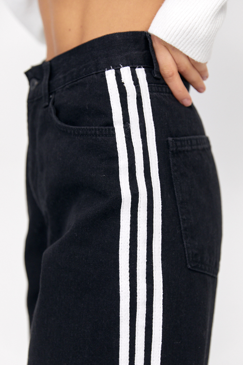 Жіночі джинси Baggy з лампасами - чорний колір, 36 2