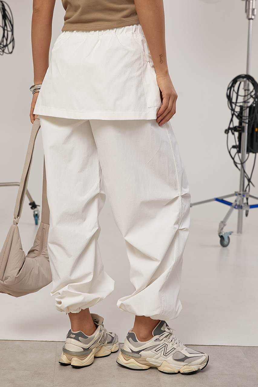 Жіночі штани з плащівки зі спідницею - молочний колір, ONE SIZE 1