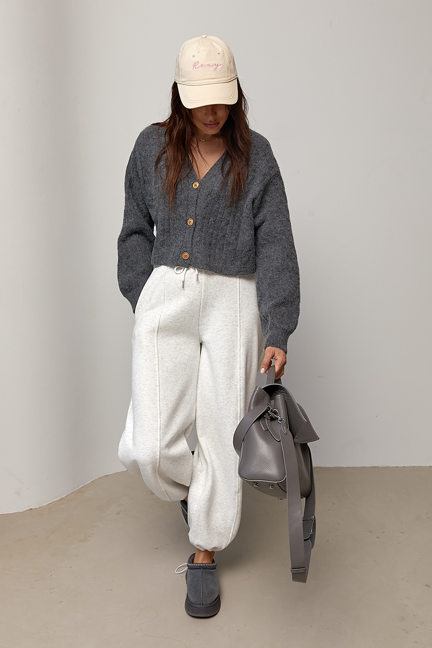 Короткий кардиган в косички - сірий колір, ONE SIZE 3