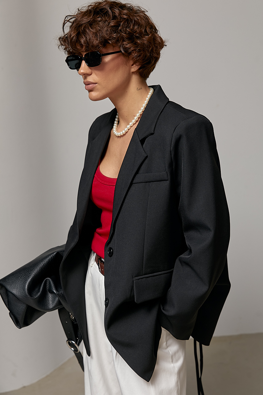 Класичний жакет із розрізом на спині - чорний колір, M 2